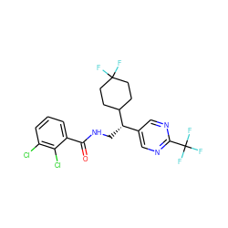 O=C(NC[C@@H](c1cnc(C(F)(F)F)nc1)C1CCC(F)(F)CC1)c1cccc(Cl)c1Cl ZINC000217380168