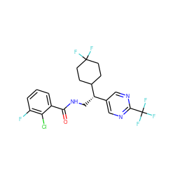 O=C(NC[C@@H](c1cnc(C(F)(F)F)nc1)C1CCC(F)(F)CC1)c1cccc(F)c1Cl ZINC000217380539