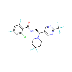 O=C(NC[C@@H](c1cnc(C(F)(F)F)nc1)N1CCC(F)(F)CC1)c1c(F)cc(F)cc1Cl ZINC001772585351