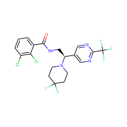 O=C(NC[C@@H](c1cnc(C(F)(F)F)nc1)N1CCC(F)(F)CC1)c1cccc(Cl)c1Cl ZINC000207631986