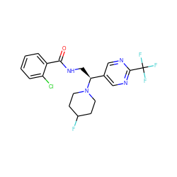 O=C(NC[C@@H](c1cnc(C(F)(F)F)nc1)N1CCC(F)CC1)c1ccccc1Cl ZINC001772619370