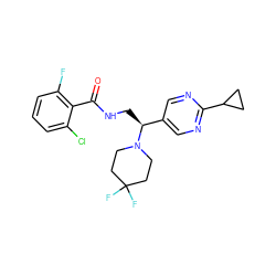 O=C(NC[C@@H](c1cnc(C2CC2)nc1)N1CCC(F)(F)CC1)c1c(F)cccc1Cl ZINC000207676685