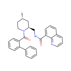 O=C(NC[C@@H]1C[C@@H](F)CCN1C(=O)c1ccccc1-c1ccccc1)c1cccc2cccnc12 ZINC000084669965