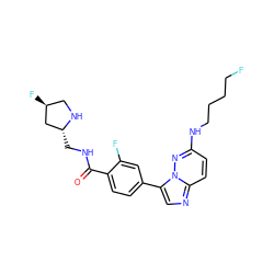 O=C(NC[C@@H]1C[C@@H](F)CN1)c1ccc(-c2cnc3ccc(NCCCCF)nn23)cc1F ZINC000072176679