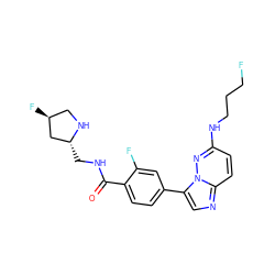 O=C(NC[C@@H]1C[C@@H](F)CN1)c1ccc(-c2cnc3ccc(NCCCF)nn23)cc1F ZINC000072142489