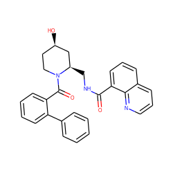 O=C(NC[C@@H]1C[C@H](O)CCN1C(=O)c1ccccc1-c1ccccc1)c1cccc2cccnc12 ZINC000084655071