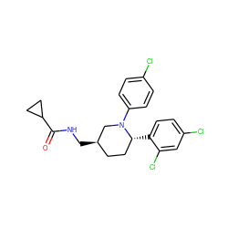 O=C(NC[C@@H]1CC[C@@H](c2ccc(Cl)cc2Cl)N(c2ccc(Cl)cc2)C1)C1CC1 ZINC000045370620