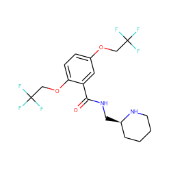 O=C(NC[C@@H]1CCCCN1)c1cc(OCC(F)(F)F)ccc1OCC(F)(F)F ZINC000003830842