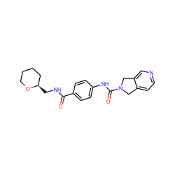 O=C(NC[C@@H]1CCCCO1)c1ccc(NC(=O)N2Cc3ccncc3C2)cc1 ZINC000166511938