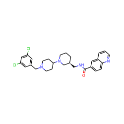 O=C(NC[C@@H]1CCCN(C2CCN(Cc3cc(Cl)cc(Cl)c3)CC2)C1)c1ccc2ncccc2c1 ZINC000028468435