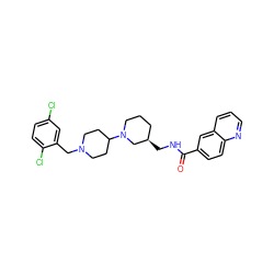 O=C(NC[C@@H]1CCCN(C2CCN(Cc3cc(Cl)ccc3Cl)CC2)C1)c1ccc2ncccc2c1 ZINC000028476837