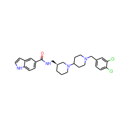 O=C(NC[C@@H]1CCCN(C2CCN(Cc3ccc(Cl)c(Cl)c3)CC2)C1)c1ccc2[nH]ccc2c1 ZINC000028470477