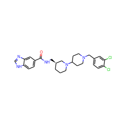 O=C(NC[C@@H]1CCCN(C2CCN(Cc3ccc(Cl)c(Cl)c3)CC2)C1)c1ccc2[nH]cnc2c1 ZINC000028470497