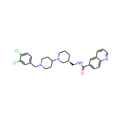 O=C(NC[C@@H]1CCCN(C2CCN(Cc3ccc(Cl)c(Cl)c3)CC2)C1)c1ccc2ncccc2c1 ZINC000028474846