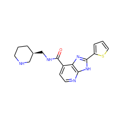 O=C(NC[C@@H]1CCCNC1)c1ccnc2[nH]c(-c3cccs3)nc12 ZINC000143337871