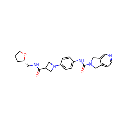 O=C(NC[C@@H]1CCCO1)C1CN(c2ccc(NC(=O)N3Cc4ccncc4C3)cc2)C1 ZINC000166325776