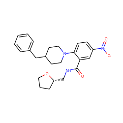 O=C(NC[C@@H]1CCCO1)c1cc([N+](=O)[O-])ccc1N1CCC(Cc2ccccc2)CC1 ZINC000032975812