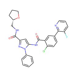 O=C(NC[C@@H]1CCCO1)c1cc(NC(=O)c2cc(-c3ncccc3F)ccc2Cl)n(-c2ccccc2)n1 ZINC001772581563