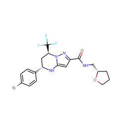 O=C(NC[C@@H]1CCCO1)c1cc2n(n1)[C@H](C(F)(F)F)C[C@@H](c1ccc(Br)cc1)N2 ZINC000012468206