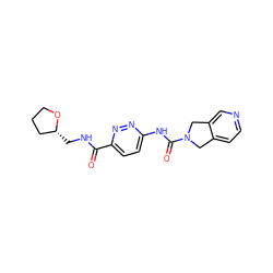 O=C(NC[C@@H]1CCCO1)c1ccc(NC(=O)N2Cc3ccncc3C2)nn1 ZINC000166246071