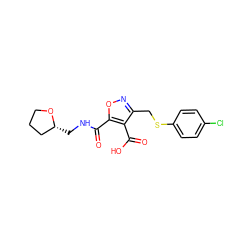 O=C(NC[C@@H]1CCCO1)c1onc(CSc2ccc(Cl)cc2)c1C(=O)O ZINC000008672411