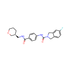 O=C(NC[C@@H]1CCCOC1)c1ccc(NC(=O)N2Cc3ccc(F)cc3C2)cc1 ZINC000166838794