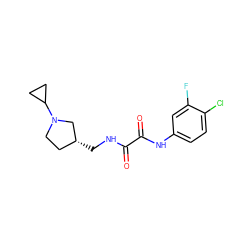 O=C(NC[C@@H]1CCN(C2CC2)C1)C(=O)Nc1ccc(Cl)c(F)c1 ZINC000041891012