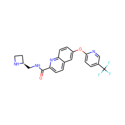 O=C(NC[C@@H]1CCN1)c1ccc2cc(Oc3ccc(C(F)(F)F)cn3)ccc2n1 ZINC001772616541