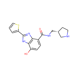 O=C(NC[C@@H]1CCNC1)c1ccc(O)c2[nH]c(-c3cccs3)nc12 ZINC000118676256