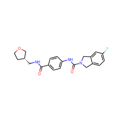 O=C(NC[C@@H]1CCOC1)c1ccc(NC(=O)N2Cc3ccc(F)cc3C2)cc1 ZINC000166493441