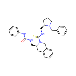 O=C(NC[C@@H]1Cc2ccccc2CN1C(=S)NC[C@H]1CCCN1Cc1ccccc1)Nc1ccccc1 ZINC000013489675