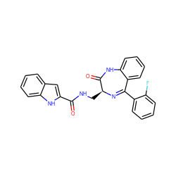 O=C(NC[C@@H]1N=C(c2ccccc2F)c2ccccc2NC1=O)c1cc2ccccc2[nH]1 ZINC000027520736