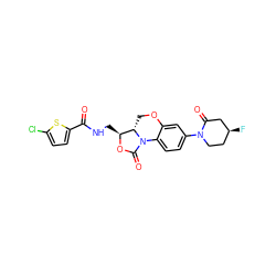 O=C(NC[C@@H]1OC(=O)N2c3ccc(N4CC[C@H](F)CC4=O)cc3OC[C@@H]12)c1ccc(Cl)s1 ZINC000148960514