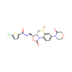 O=C(NC[C@@H]1OC(=O)N2c3ccc(N4CCOCC4=O)cc3[S@+]([O-])C[C@@H]12)c1ccc(Cl)s1 ZINC000299824851