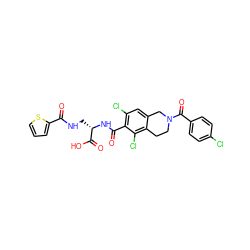 O=C(NC[C@H](NC(=O)c1c(Cl)cc2c(c1Cl)CCN(C(=O)c1ccc(Cl)cc1)C2)C(=O)O)c1cccs1 ZINC000058582489