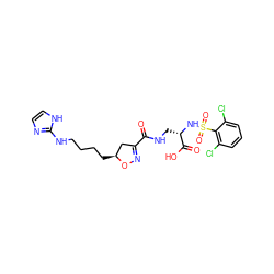 O=C(NC[C@H](NS(=O)(=O)c1c(Cl)cccc1Cl)C(=O)O)C1=NO[C@@H](CCCCNc2ncc[nH]2)C1 ZINC000027310685