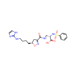 O=C(NC[C@H](NS(=O)(=O)c1ccccc1)C(=O)O)C1=NO[C@@H](CCCCNc2ncc[nH]2)C1 ZINC000013803574