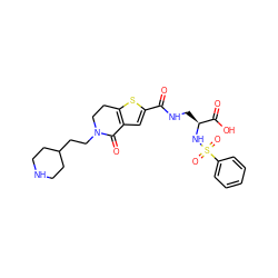 O=C(NC[C@H](NS(=O)(=O)c1ccccc1)C(=O)O)c1cc2c(s1)CCN(CCC1CCNCC1)C2=O ZINC000003915924