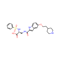 O=C(NC[C@H](NS(=O)(=O)c1ccccc1)C(=O)O)c1cc2cc(OCCC3CCNCC3)ccc2[nH]1 ZINC000003945430