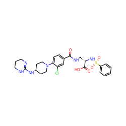 O=C(NC[C@H](NS(=O)(=O)c1ccccc1)C(=O)O)c1ccc(N2CCC(NC3=NCCCN3)CC2)c(Cl)c1 ZINC000003941508