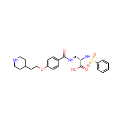 O=C(NC[C@H](NS(=O)(=O)c1ccccc1)C(=O)O)c1ccc(OCCC2CCNCC2)cc1 ZINC000013492622