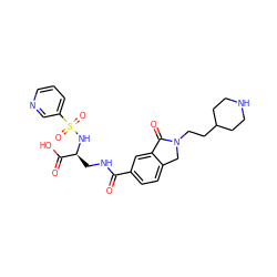 O=C(NC[C@H](NS(=O)(=O)c1cccnc1)C(=O)O)c1ccc2c(c1)C(=O)N(CCC1CCNCC1)C2 ZINC000003928369