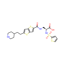 O=C(NC[C@H](NS(=O)(=O)c1cccs1)C(=O)O)c1cc2sc(CCC3CCNCC3)cc2s1 ZINC000003932396