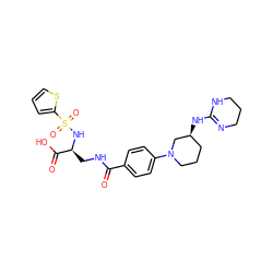 O=C(NC[C@H](NS(=O)(=O)c1cccs1)C(=O)O)c1ccc(N2CCC[C@H](NC3=NCCCN3)C2)cc1 ZINC000071295921