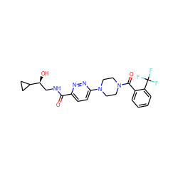 O=C(NC[C@H](O)C1CC1)c1ccc(N2CCN(C(=O)c3ccccc3C(F)(F)F)CC2)nn1 ZINC000006745846