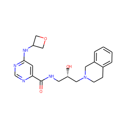 O=C(NC[C@H](O)CN1CCc2ccccc2C1)c1cc(NC2COC2)ncn1 ZINC000220110600