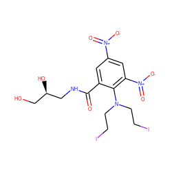 O=C(NC[C@H](O)CO)c1cc([N+](=O)[O-])cc([N+](=O)[O-])c1N(CCI)CCI ZINC000028262405