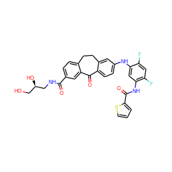 O=C(NC[C@H](O)CO)c1ccc2c(c1)C(=O)c1ccc(Nc3cc(NC(=O)c4cccs4)c(F)cc3F)cc1CC2 ZINC001772635061