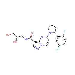 O=C(NC[C@H](O)CO)c1cnn2ccc(N3CCC[C@@H]3c3cc(F)ccc3F)nc12 ZINC000115106472