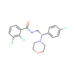 O=C(NC[C@H](c1ccc(F)cc1)N1CCOCC1)c1cccc(Cl)c1Cl ZINC000018046683